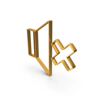 Gold Speaker Mute Outline Icon PNG & PSD Images