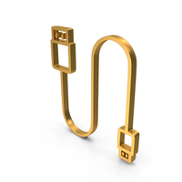 Gold USB Data Cable Outline Icon PNG & PSD Images