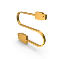 Gold USB Data Cable Icon PNG & PSD Images