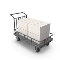 Black Roller Handcart Conveyor with Boxes PNG & PSD Images
