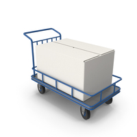 Blue Roller Handcart Conveyor with Box PNG & PSD Images