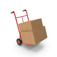 Red Hand Truck With Cardboard Boxes PNG & PSD Images