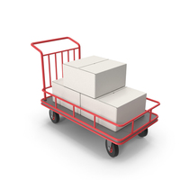 Red Roller Handcart Conveyor with Boxes PNG & PSD Images