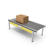 Roller Conveyor with Cardboard Box PNG & PSD Images