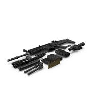 Scar H Assault Rifle With Accessories Unassembled PNG & PSD Images