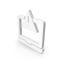 White Computer With Exclamation Mark Icon PNG & PSD Images