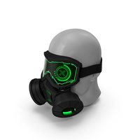 Futuristic Green Neon Gas Mask on Mannequin Head PNG & PSD Images