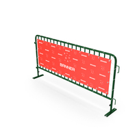Green Interlocking Steel Barricade with Banner PNG & PSD Images