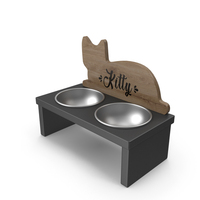 Wooden Cat Figure Pet Bowl PNG & PSD Images