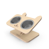 Wooden Cat Figure Pet Bowl PNG & PSD Images