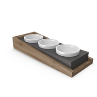 Triple Wooden Porcelain Pet Bowl PNG & PSD Images