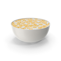 Breakfast Yellow Cereals On Milk Bowl PNG & PSD Images