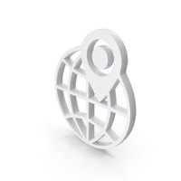White Globe And Map Pin Icon PNG & PSD Images