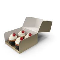 Cupcakes In A Golden Cake Box PNG & PSD Images