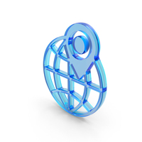 Globe And Map Location Pin Icon Glass PNG & PSD Images