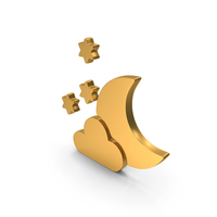 Night Cloud And Moon Icon Gold PNG & PSD Images