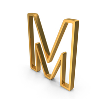 Gold English Alphabet M Outline Icon PNG & PSD Images