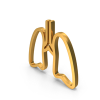 Out Line Lungs Icon Gold PNG & PSD Images