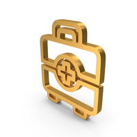 Gold First Aid Kit Outline Icon PNG & PSD Images