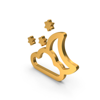 Gold Night Cloud And Moon Icon PNG & PSD Images