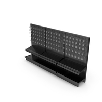 Single Sided Inclined Fence Shelf With Hooks PNG & PSD Images