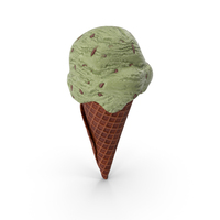 Mint Chocolate Chip Ice Cream In Waffle Cone PNG & PSD Images