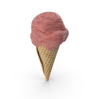 Raspberry Ice Cream In Waffle Cone PNG & PSD Images