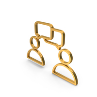Gold Two Persons With Chat Bubble Icon PNG & PSD Images
