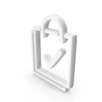 White Shopping Bag With Tick Mark Symbol PNG & PSD Images