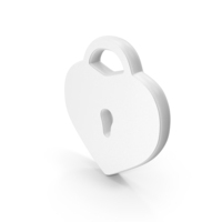 Heart Lock Symbol White PNG & PSD Images