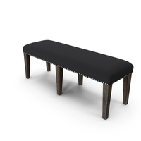 Backless Upholstered Dining Bench Oak Black PNG & PSD Images
