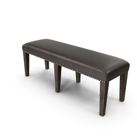 Backless Upholstered Dining Bench Oak Leather PNG & PSD Images