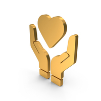 Gold Hands With Heart Icon PNG & PSD Images