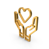 Gold Hands With Heart Outline Icon PNG & PSD Images