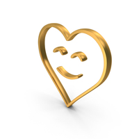 Gold Heart With Happy Smile Icon PNG & PSD Images