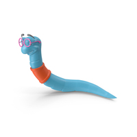 Book Worm Cartoon Style Blue PNG & PSD Images