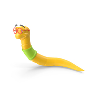 Book Worm Cartoon Style Yellow PNG & PSD Images