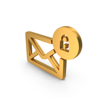 Locked Mail Icon Gold PNG & PSD Images