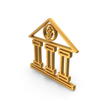 Out Line Bank Icon Gold PNG & PSD Images