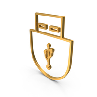 Out Line USB Icon Gold PNG & PSD Images