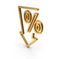 Gold Down Percentage Arrow Icon PNG & PSD Images