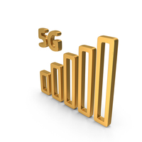 Gold 5G Mobile Network Signal Icon PNG & PSD Images
