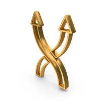 Out Line Two Ways Curved Arrows Icon Gold PNG & PSD Images
