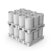 Monochrome Beer Kegs On Wooden Pallets PNG & PSD Images