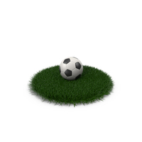 Soccer Ball On Round Green Grass PNG & PSD Images