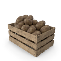 Wooden Box With Dirty Potatoes PNG & PSD Images