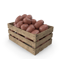 Wooden Box With Pink Potatoes PNG & PSD Images