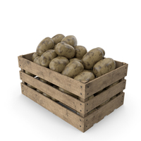 Wooden Box With Wet Potatoes PNG & PSD Images
