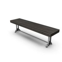 Vintage Dark Wood Oak Bench With Metal Legs PNG & PSD Images