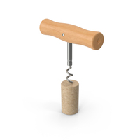Wooden Corkscrew With Cork PNG & PSD Images